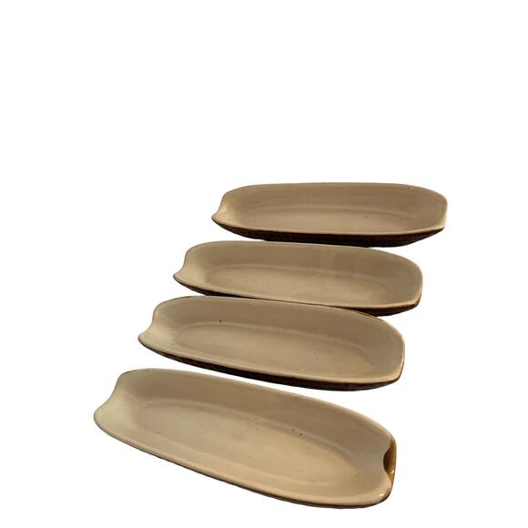 Corn Holders Vintage Brown/Cream Ceramic Set of 4 - Picture 1 of 9